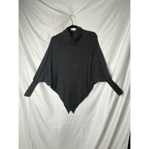 Aventura Charcoal Grey Turtleneck Poncho Sweater One Size Cozy Textured Knit